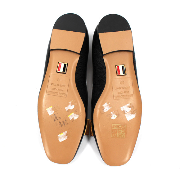 Thom Browne Apron Toe Black Striped Gold Bow Flats 36 Pebbled Leather Shoes - Picture 6 of 7